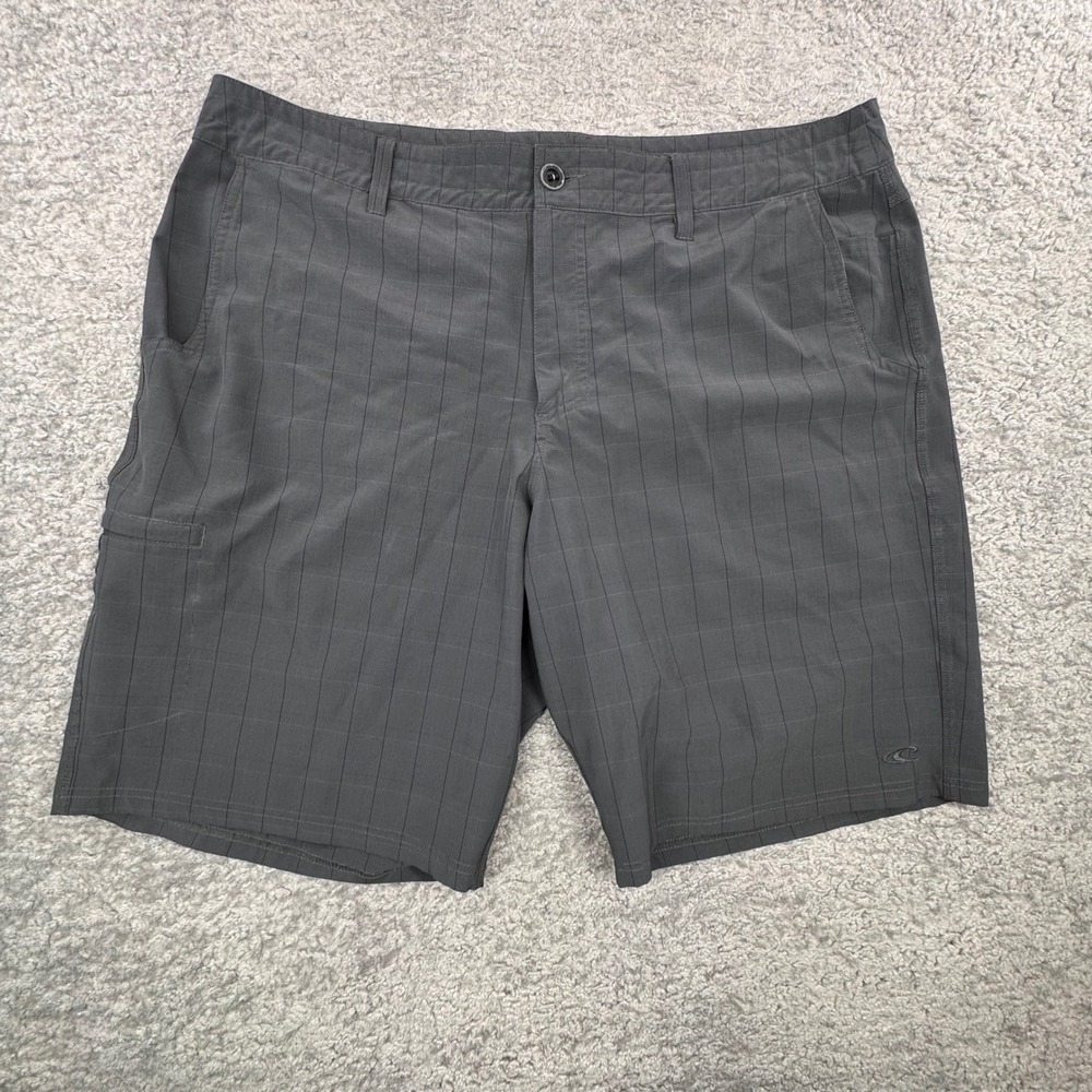 ONeill Crossover Mens Hybrid Shorts Gray Plaid Stretch Quick Dry Size 38‎